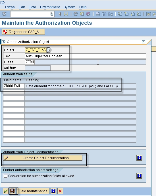 authorisation object for company code in sap